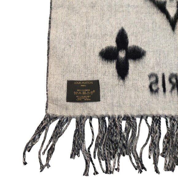 LOUIS VUITTON LV Reykjavik Black & Grey Reversible Scarf - Picture 13 of 13